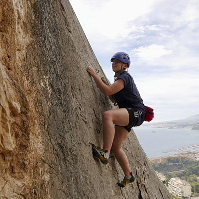 Climbing in the hot sun 