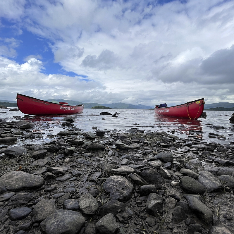 Two ladies on the canal in a canoe 