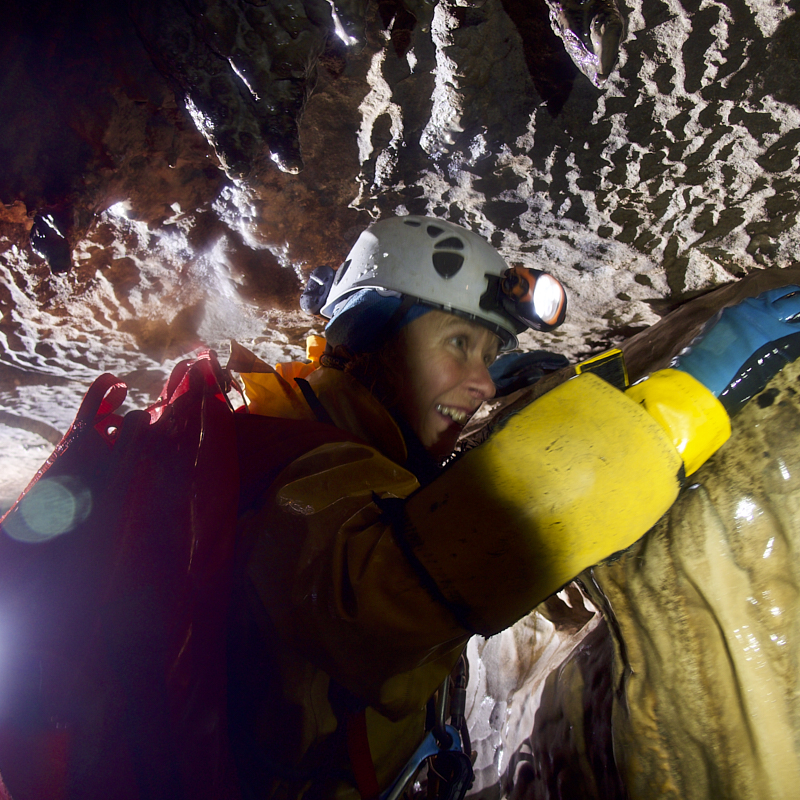 Climbing through Cave