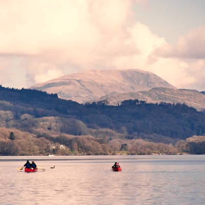 Paddle into mountain background