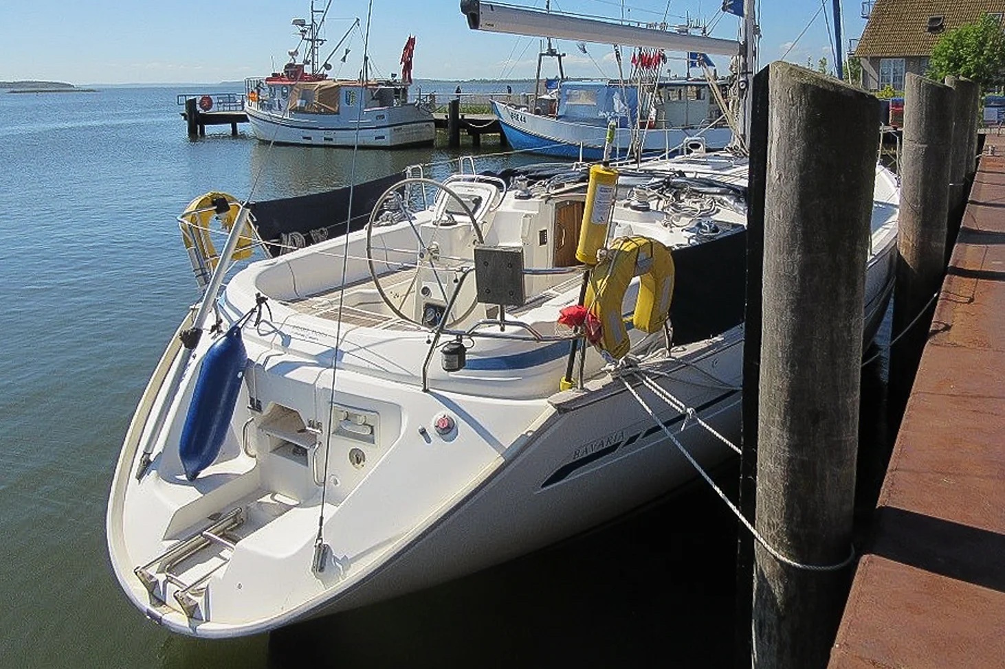 Stern of the boat showing access gate in back 