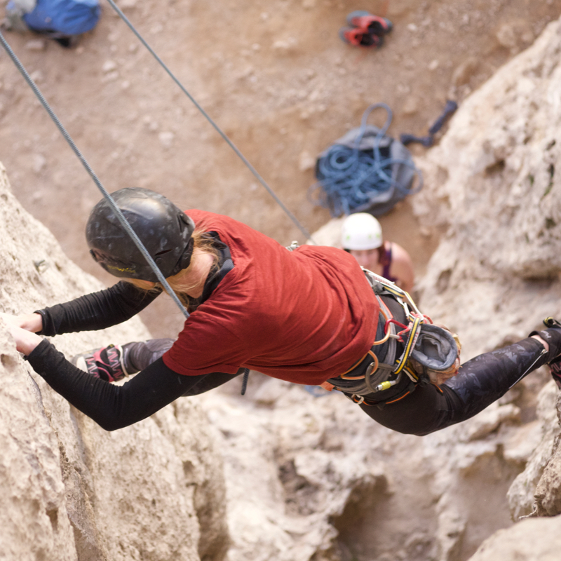 Warm sunny rock climbing